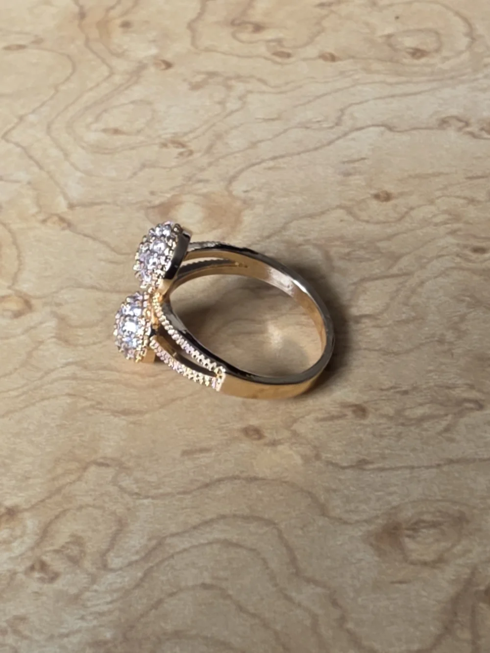 Source Unknown Rose Gold Plated Over Brass Double Crystal Cluster Ring Size 8.5
